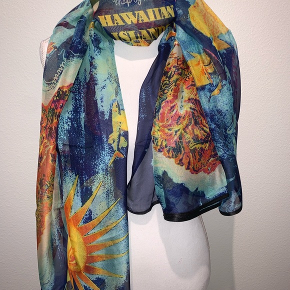 COPY -RARE BOHO Hawaiian Map Chiffon Sarong - Picture 5 of 8